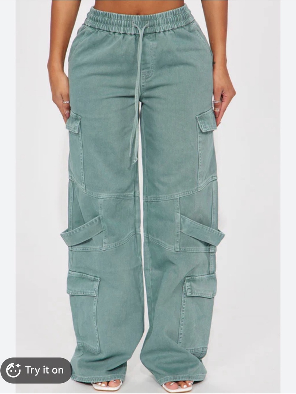 Fashion Nova Sage Green Cargo Jeans